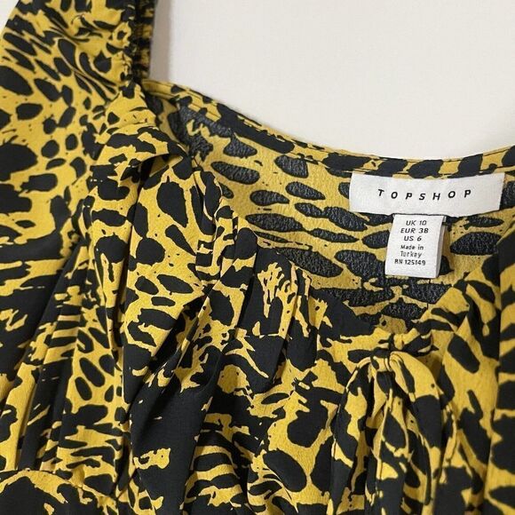 NEW! Topshop Yellow black dotted long sleeve top size US 6 - Picture 6 of 6